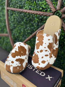Women's Brown Cow Print Mule