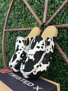 Women's Black Cow Print Mule