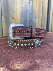 Nocona Calf hair Belt with Rinestone
