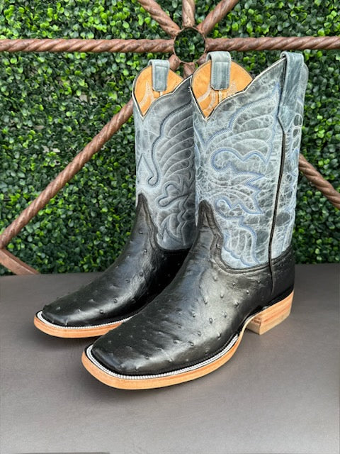 Pollo Boots Black Ostrich Boots