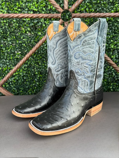Pollo Boots Black Ostrich Boots