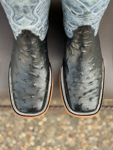 Pollo Boots Black Ostrich Boots
