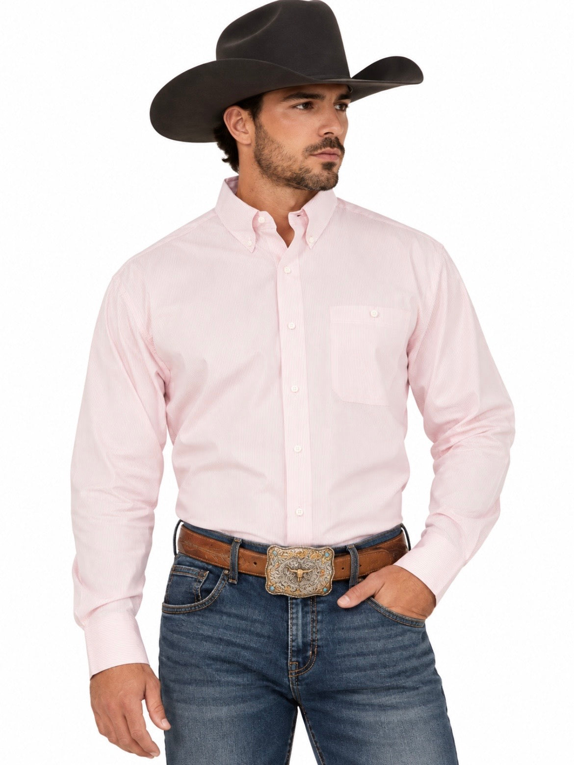 Wrangler Bucking Cancer Button Up