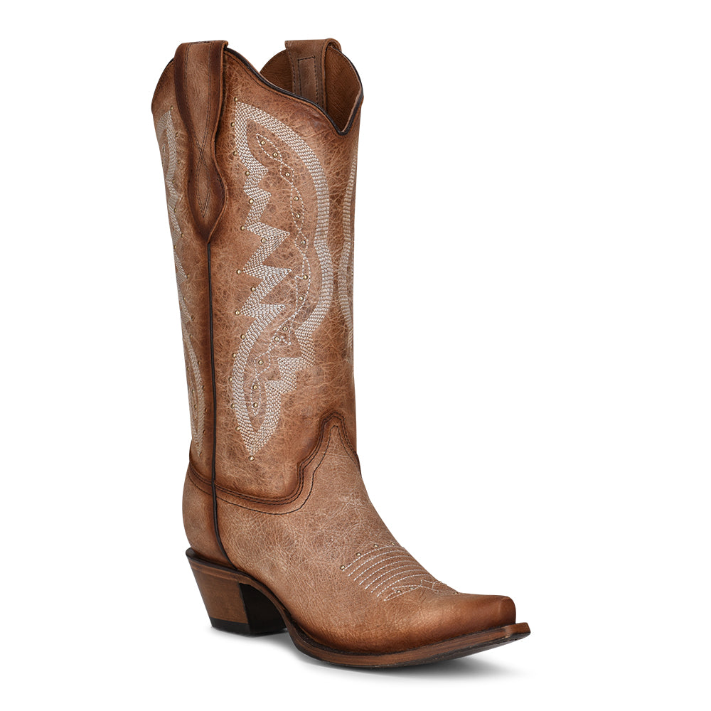 Circle G Embroidery & Studs Brown Snip Toe Boots