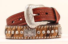 Nocona Calf Hair with  Clear Rhinestones Western Belt