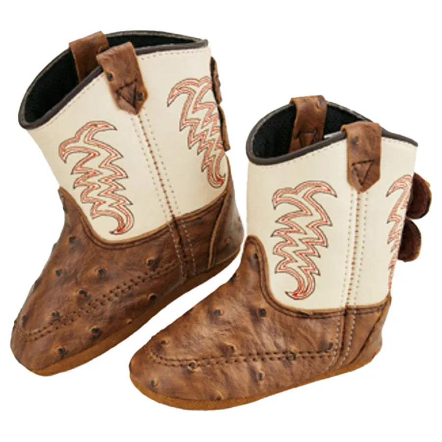 Old West Infant Ostrich Print Boots