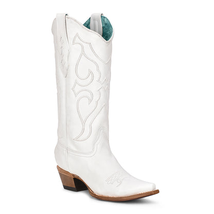 Corral Embroidery White Snip Toe Boots