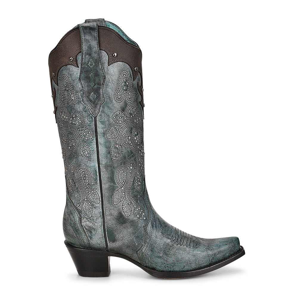 Corral Embroidery & Studs Snip Toe Boots