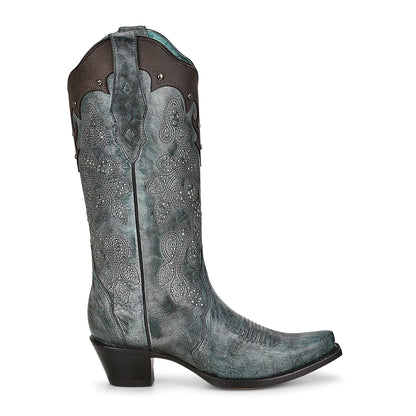 Corral Embroidery & Studs Snip Toe Boots