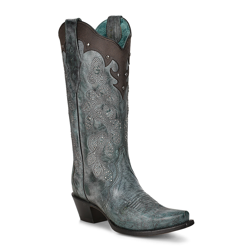 Corral Embroidery & Studs Snip Toe Boots