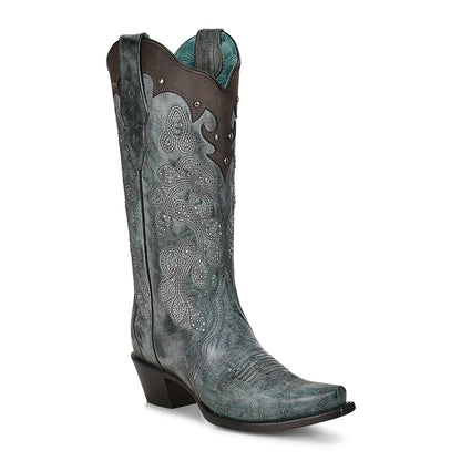 Corral Embroidery & Studs Snip Toe Boots