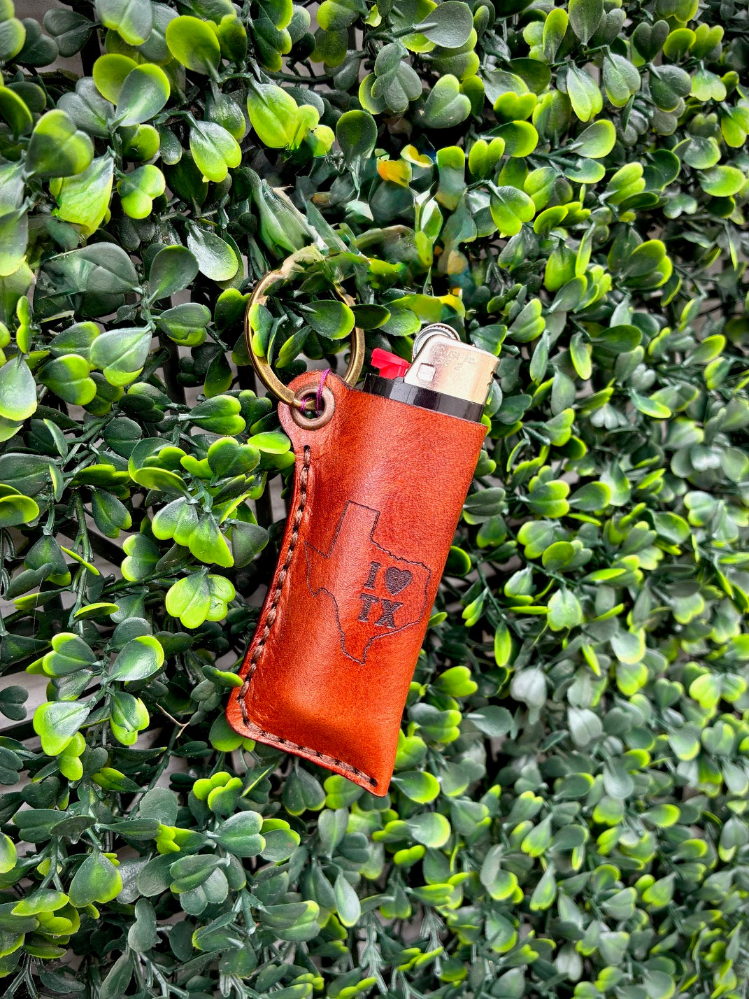 I Love TX Lighter Keychain Holder