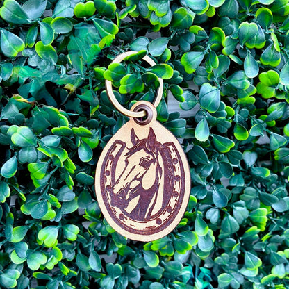 Oval Horse Leather Keychain