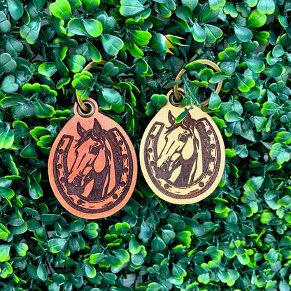 Oval Horse Leather Keychain