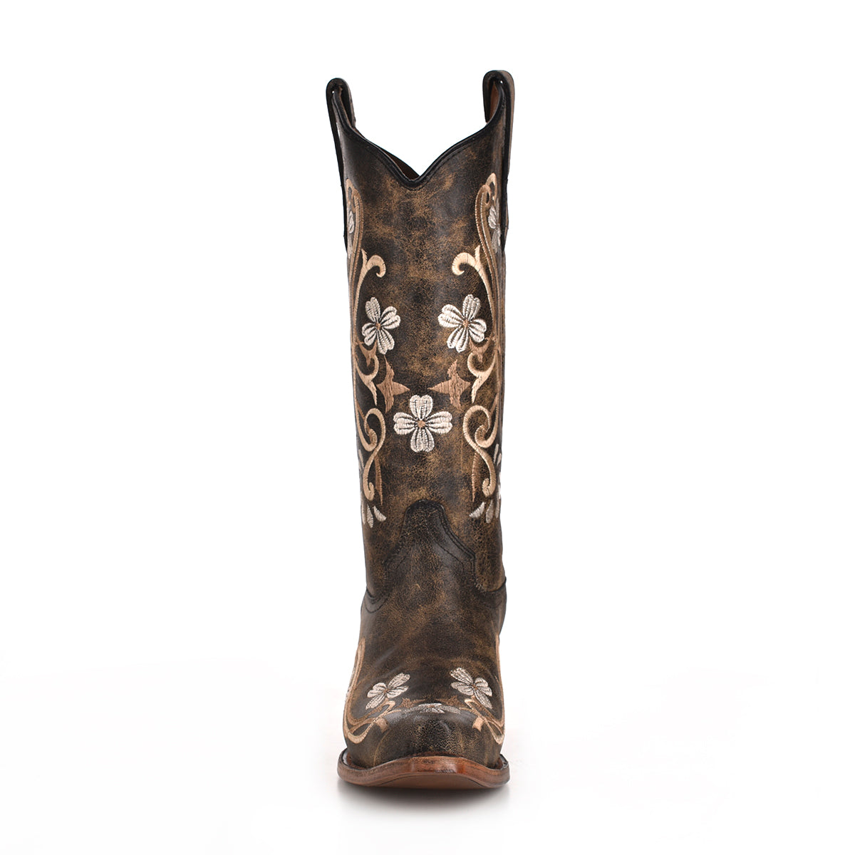 Circle G Black Multi Floral Embroidery Snip Toe Boots