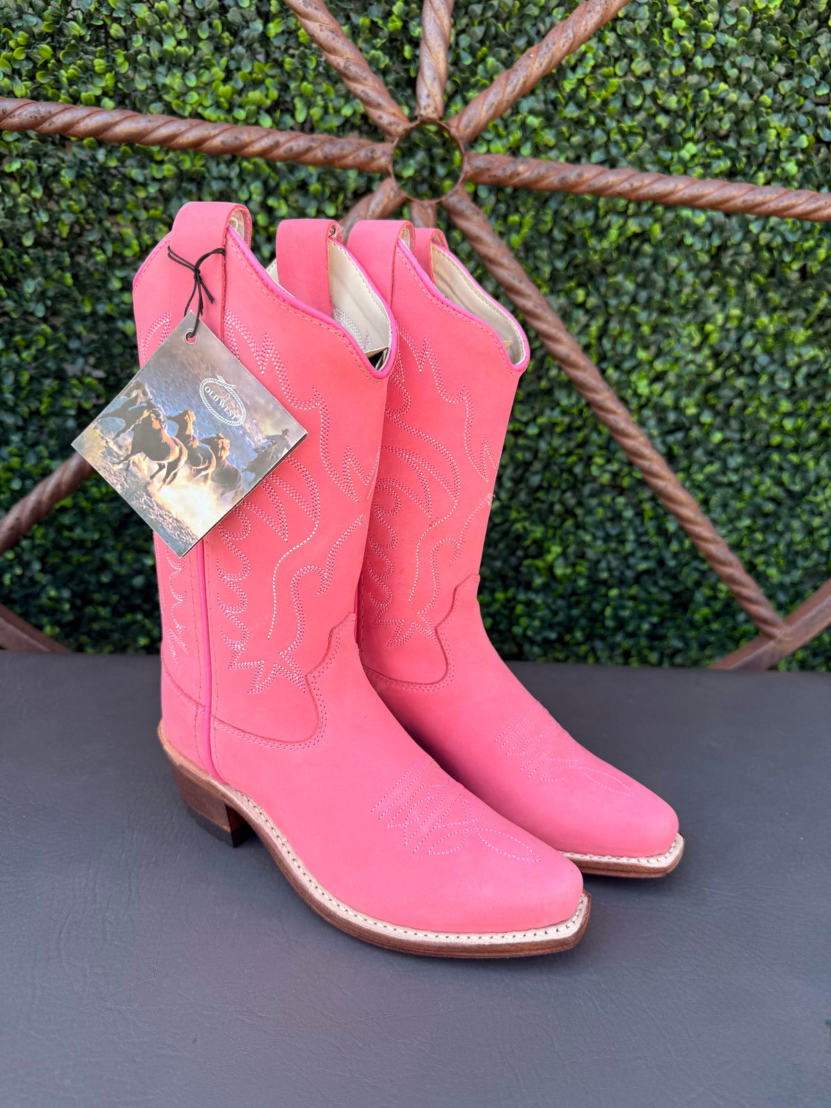 Old West Girls Pink Canyon Snip Toe Boots